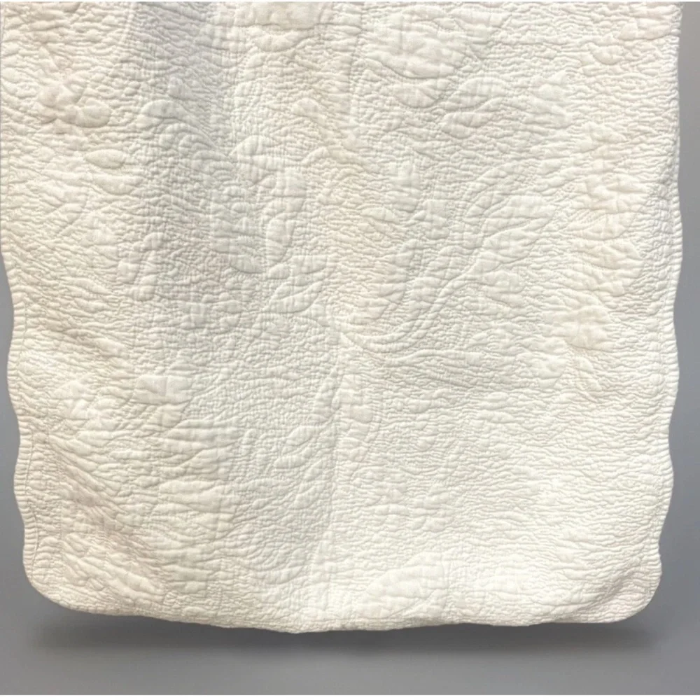 King Pillow Shams White Quilted 100% Cotton  - Pair